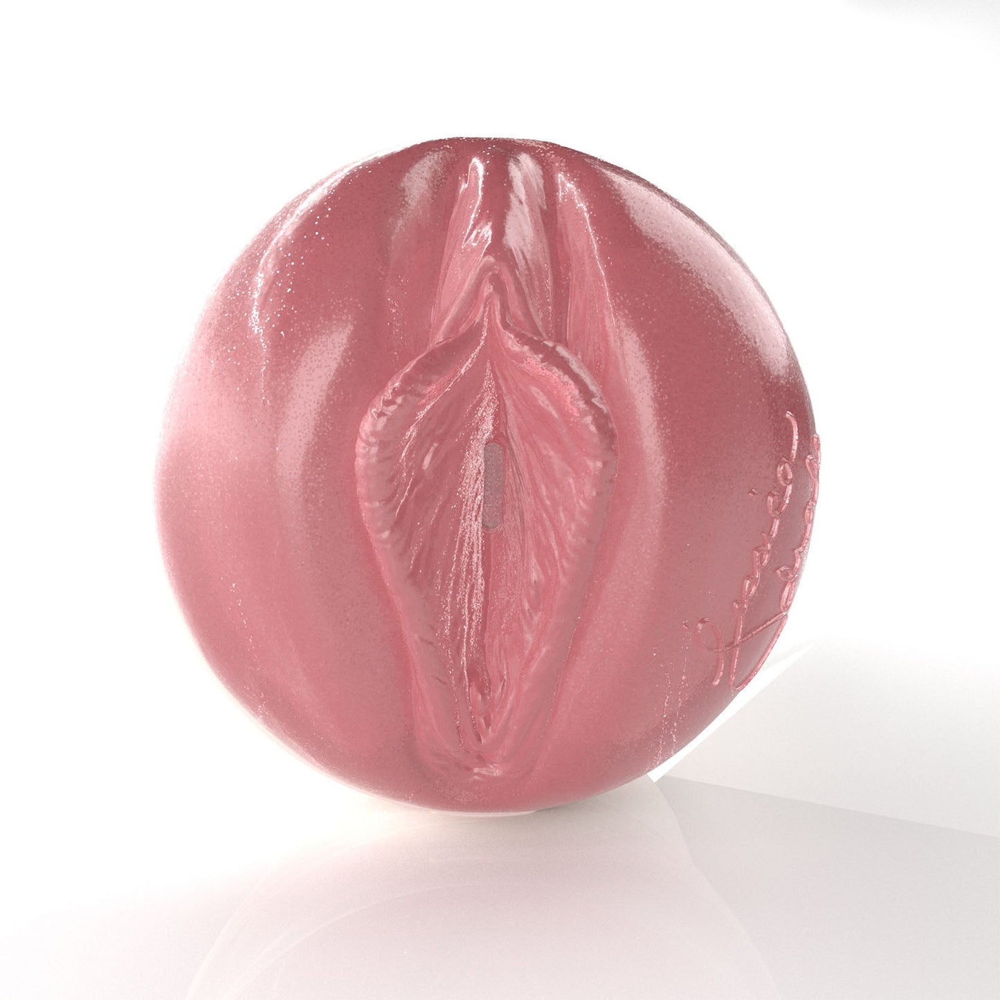 Straight on shot of Jessica Drakes Pink translucent pussy stroker.